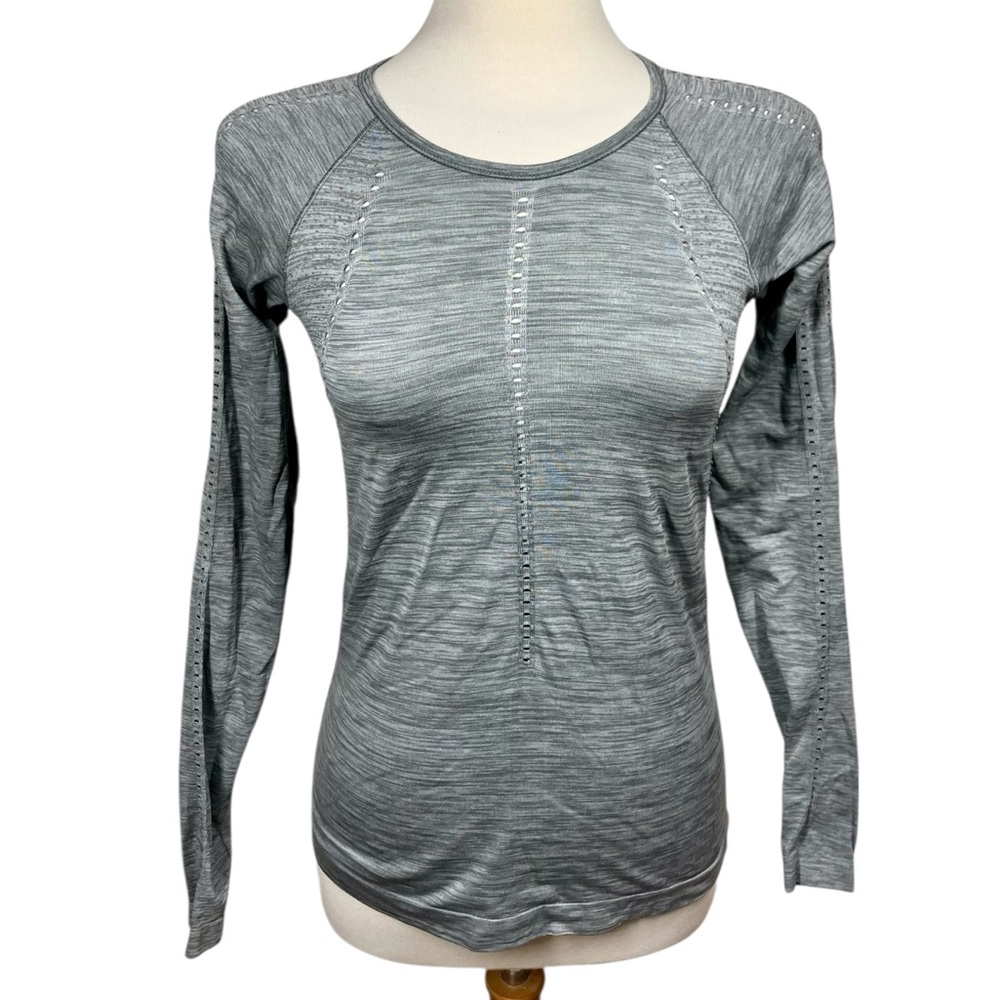 Athleta Heather Gray Long Sleeve Athletic Stretch Top Women's Size XS